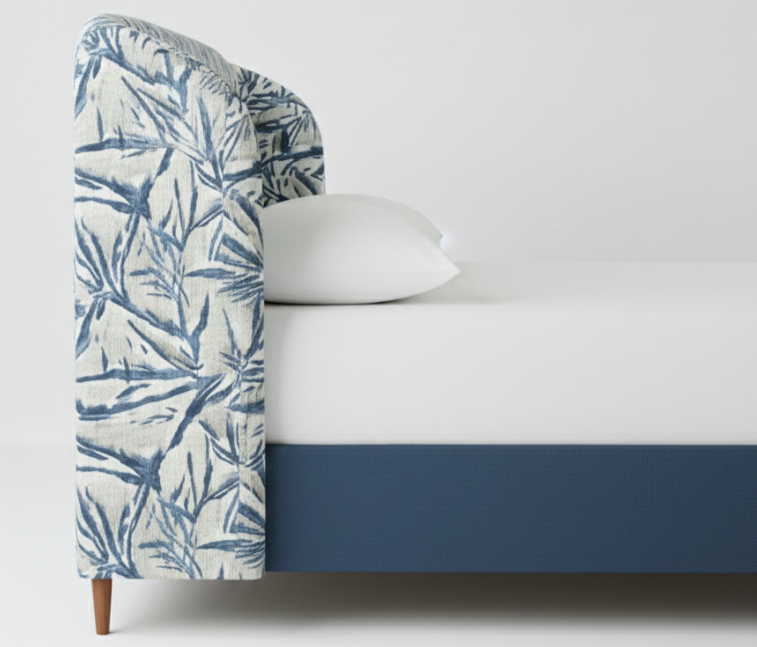 Azure Bloom Wingback Bed