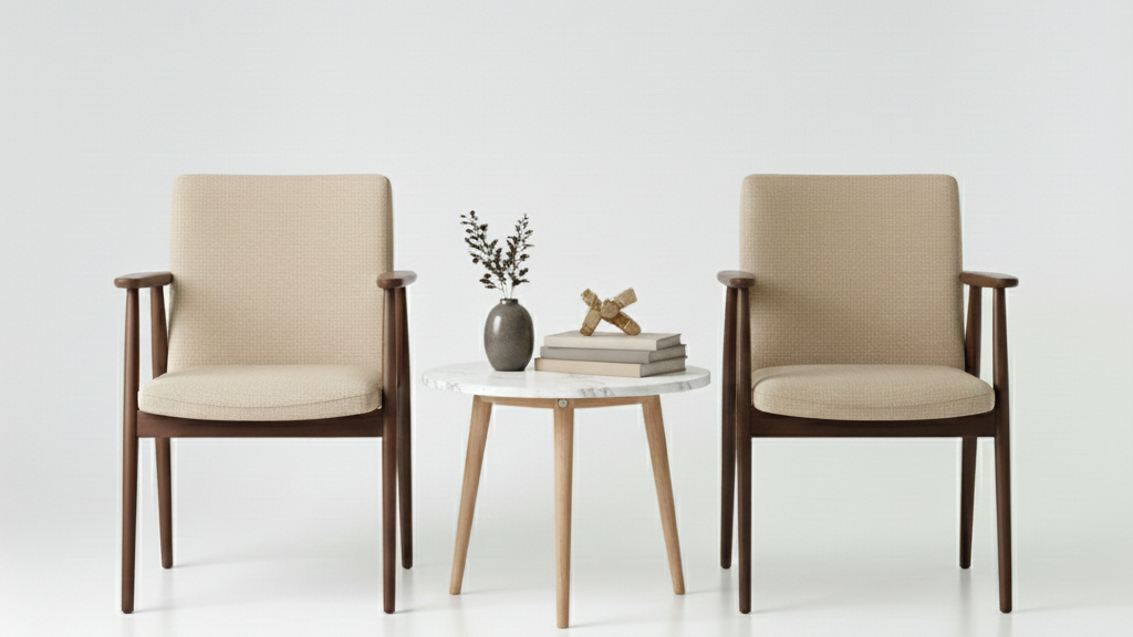 Nordic Crest Chair ( Warm Beige, Dark Walnut )