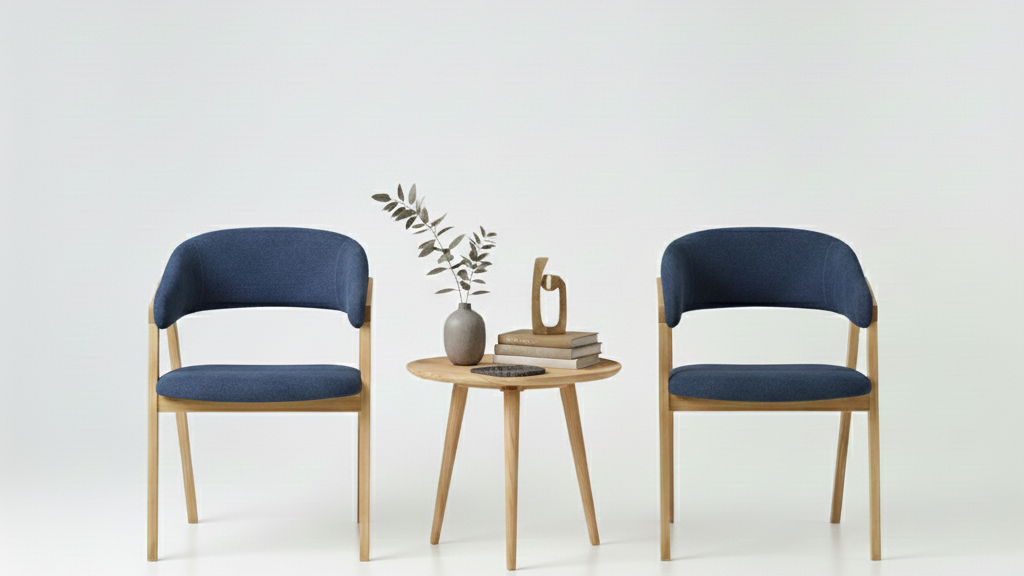 Kelsey Arm Chair ( Indigo,Natural Wood )
