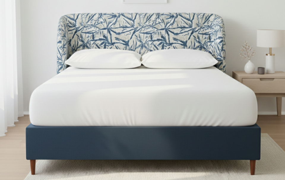 Azure Bloom Wingback Bed