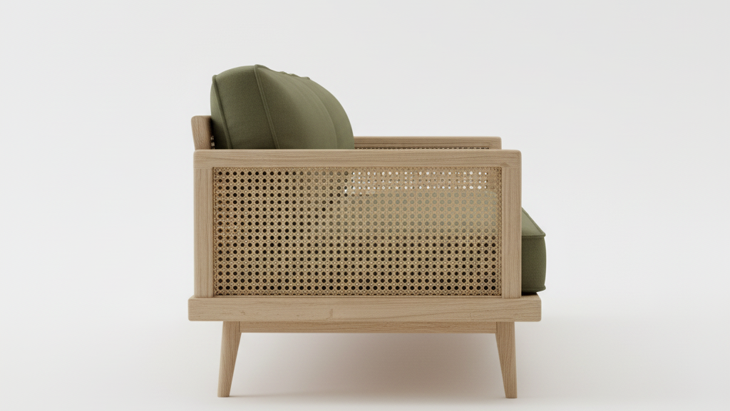 The Bali Cane 3 Seater wooden Sofa