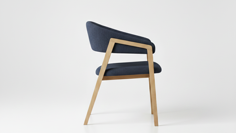 Kelsey Arm Chair ( Indigo,Natural Wood )