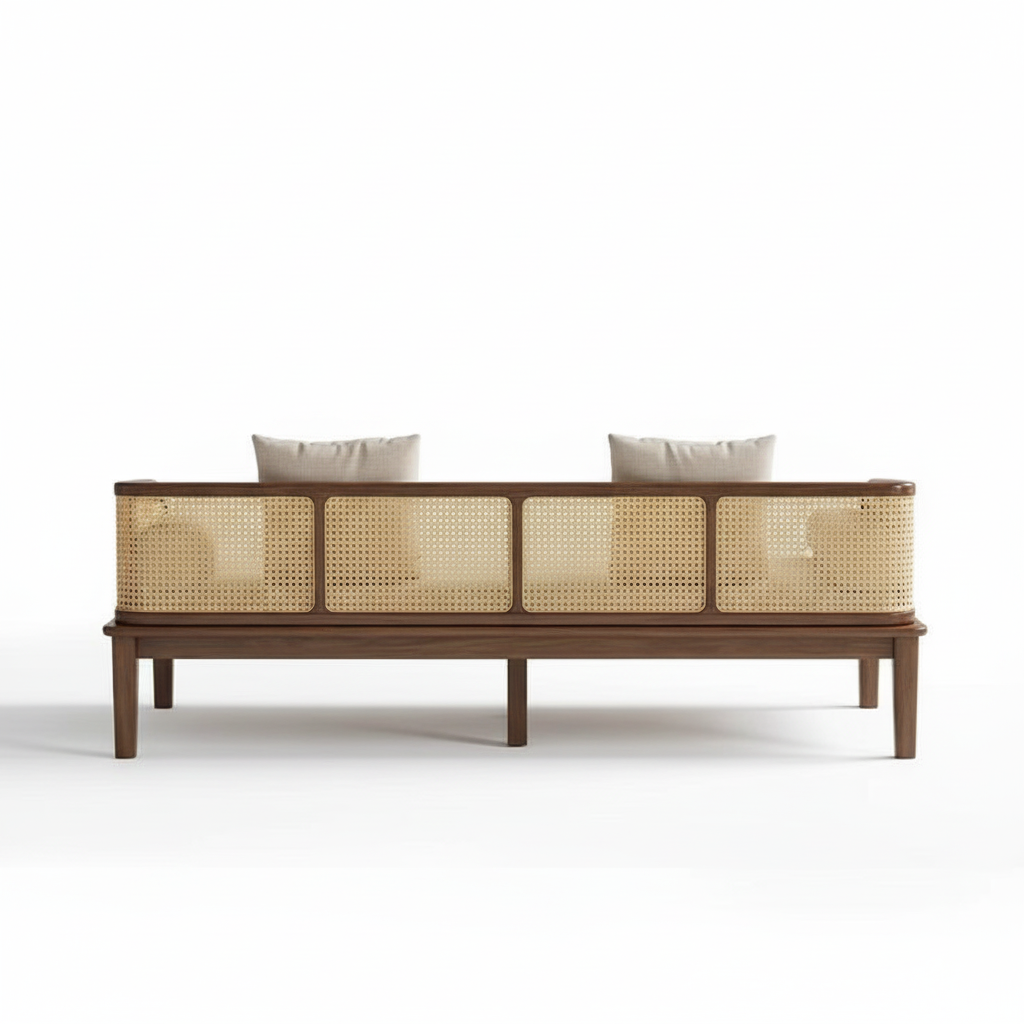 The Rattan Cane 3 Seater wooden sofa