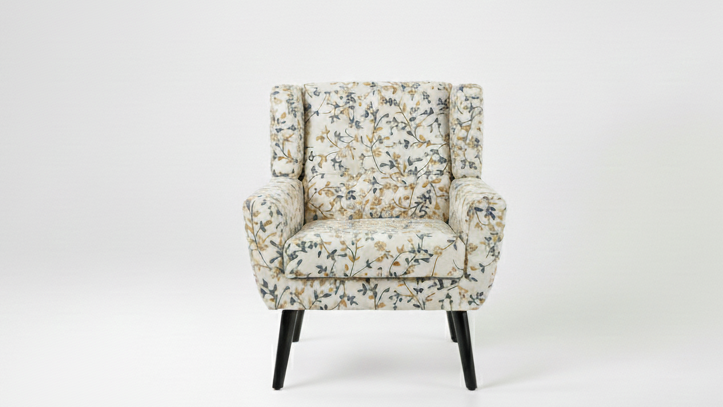 Juniper Lounge chair ( Cream ,Walnut Finish )