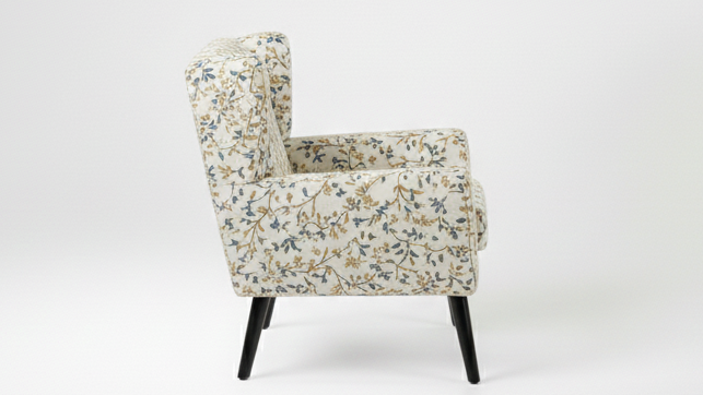 Juniper Lounge chair ( Cream ,Walnut Finish )