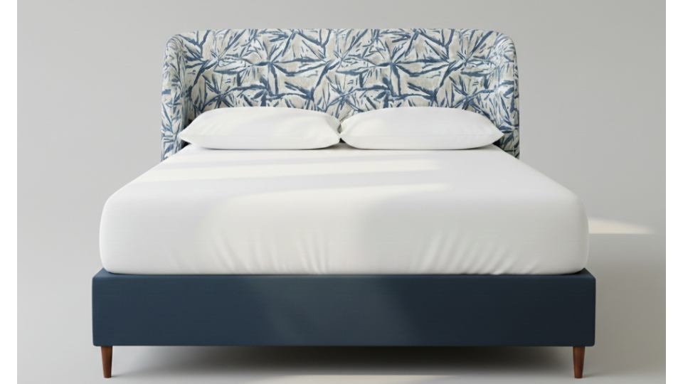 Azure Bloom Wingback Bed