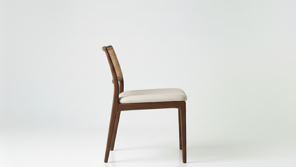 Casa Cane Chair ( Walnut Finish,Beige )