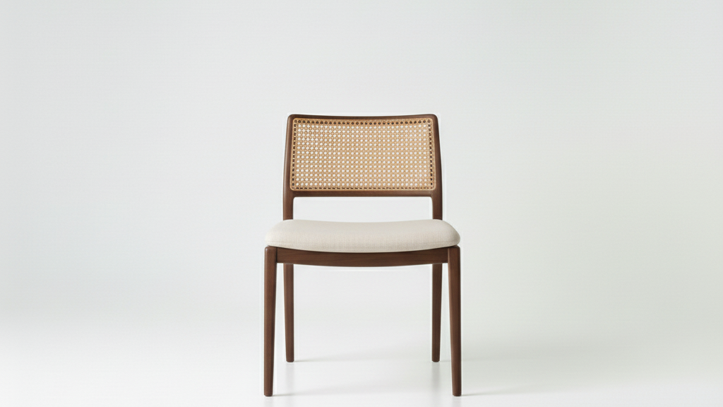 Casa Cane Chair ( Walnut Finish,Beige )