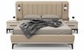 The Lunar Bed Fully Upholstered with Side Tables