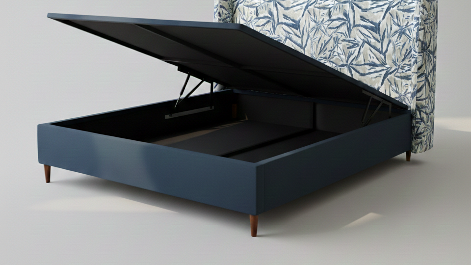 Azure Bloom Wingback Bed