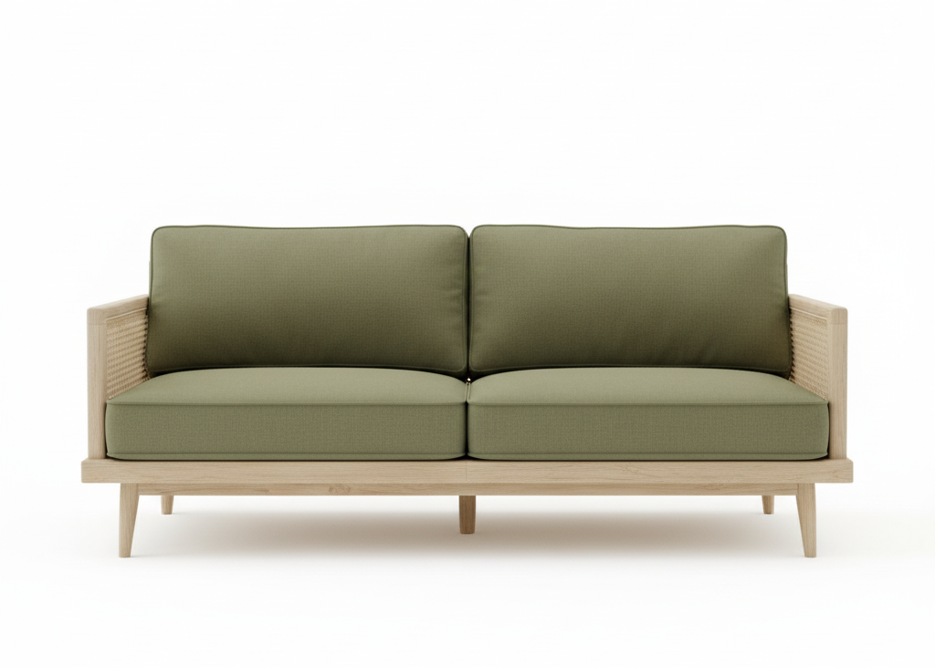 The Bali Cane 3 Seater wooden Sofa