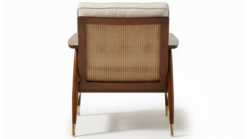 Cane & Tuft Armchair Teak Wood ( Walnut Finish )